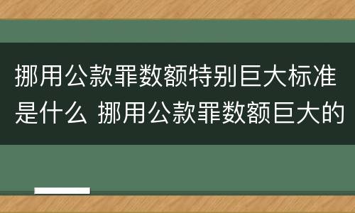挪用公款罪数额特别巨大标准是什么 挪用公款罪数额巨大的标准