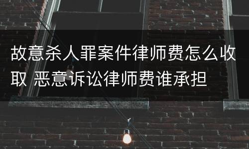 故意杀人罪案件律师费怎么收取 恶意诉讼律师费谁承担