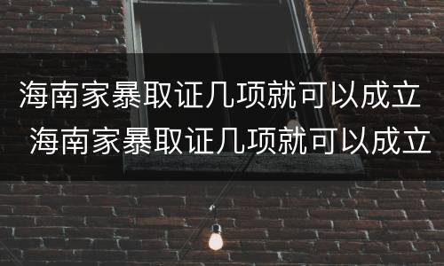 海南家暴取证几项就可以成立 海南家暴取证几项就可以成立公司了