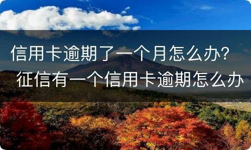 信用卡逾期了一个月怎么办？ 征信有一个信用卡逾期怎么办