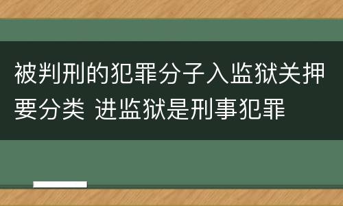 被判刑的犯罪分子入监狱关押要分类 进监狱是刑事犯罪