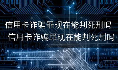 信用卡诈骗罪现在能判死刑吗 信用卡诈骗罪现在能判死刑吗判几年