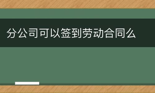 分公司可以签到劳动合同么