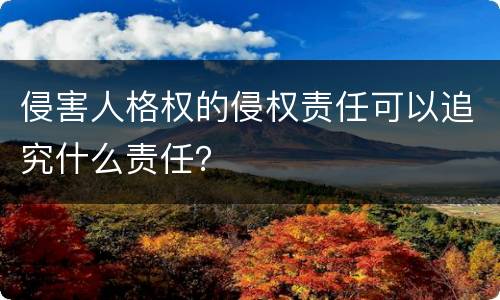 侵害人格权的侵权责任可以追究什么责任？