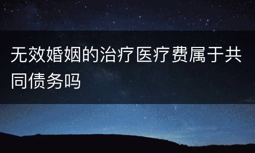 无效婚姻的治疗医疗费属于共同债务吗