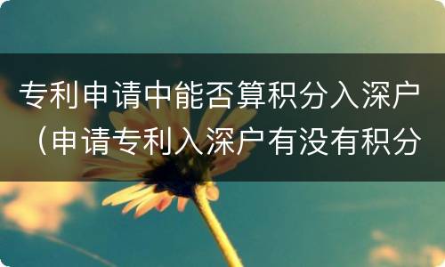专利申请中能否算积分入深户（申请专利入深户有没有积分的）