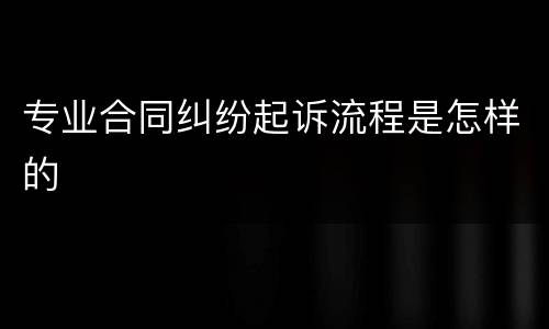 专业合同纠纷起诉流程是怎样的