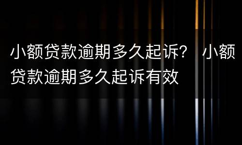 小额贷款逾期多久起诉？ 小额贷款逾期多久起诉有效