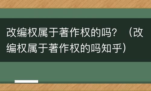 改编权属于著作权的吗？（改编权属于著作权的吗知乎）