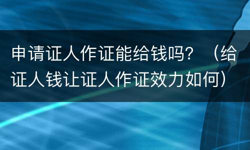 申请证人作证能给钱吗？（给证人钱让证人作证效力如何）