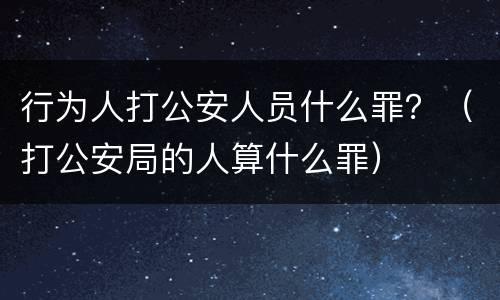 行为人打公安人员什么罪？（打公安局的人算什么罪）