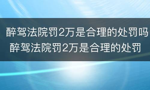 醉驾法院罚2万是合理的处罚吗 醉驾法院罚2万是合理的处罚吗判几年