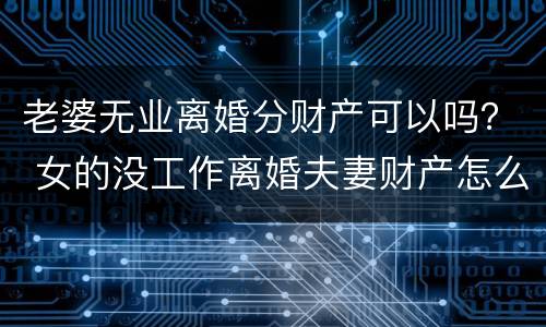 老婆无业离婚分财产可以吗？ 女的没工作离婚夫妻财产怎么分