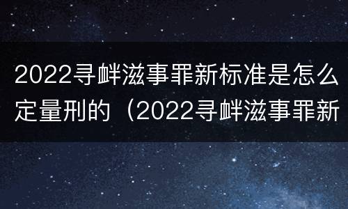 2022寻衅滋事罪新标准是怎么定量刑的（2022寻衅滋事罪新标准是怎么定量刑的呢）