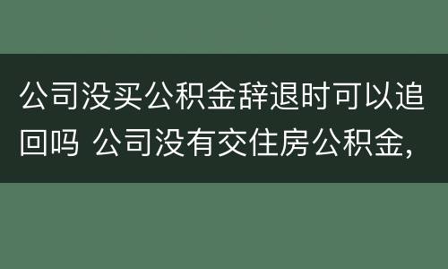 公司没买公积金辞退时可以追回吗 公司没有交住房公积金,辞退以后可以要求公司支付吗
