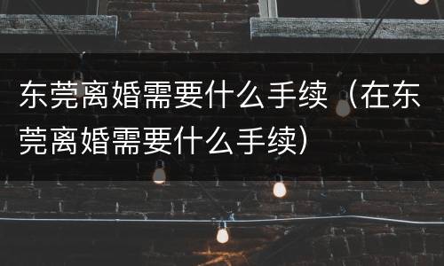 东莞离婚需要什么手续（在东莞离婚需要什么手续）