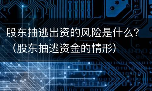 股东抽逃出资的风险是什么？（股东抽逃资金的情形）