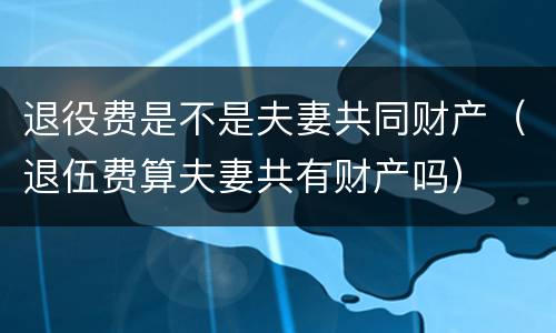 退役费是不是夫妻共同财产（退伍费算夫妻共有财产吗）