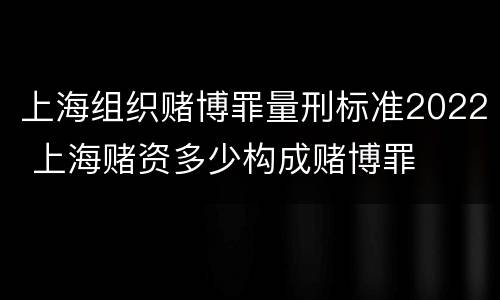 上海组织赌博罪量刑标准2022 上海赌资多少构成赌博罪