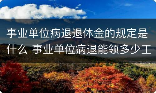 事业单位病退退休金的规定是什么 事业单位病退能领多少工资待遇