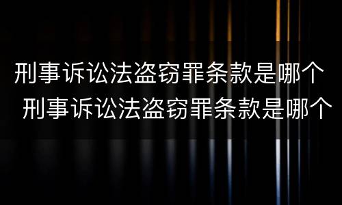 刑事诉讼法盗窃罪条款是哪个 刑事诉讼法盗窃罪条款是哪个规定