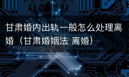 甘肃婚内出轨一般怎么处理离婚（甘肃婚姻法 离婚）
