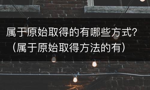 属于原始取得的有哪些方式？（属于原始取得方法的有）