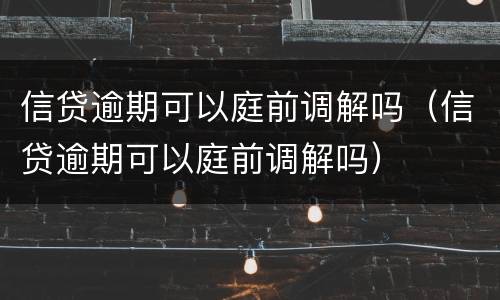 信贷逾期可以庭前调解吗（信贷逾期可以庭前调解吗）