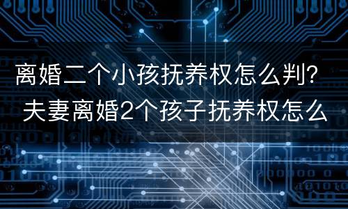 离婚二个小孩抚养权怎么判？ 夫妻离婚2个孩子抚养权怎么判定