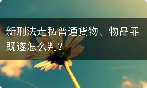 新刑法走私普通货物、物品罪既遂怎么判?