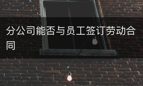 分公司能否与员工签订劳动合同