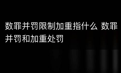 数罪并罚限制加重指什么 数罪并罚和加重处罚