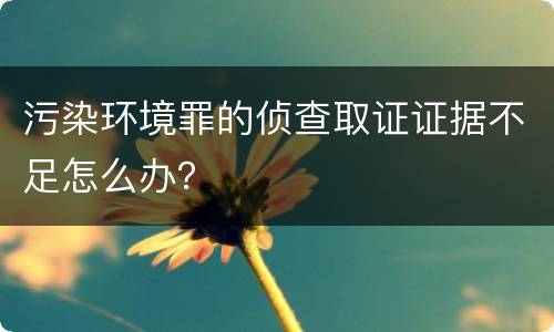 污染环境罪的侦查取证证据不足怎么办？