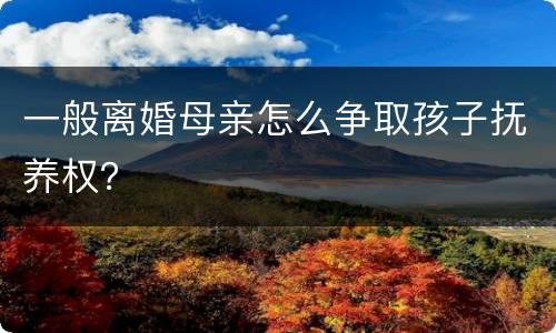 一般离婚母亲怎么争取孩子抚养权？