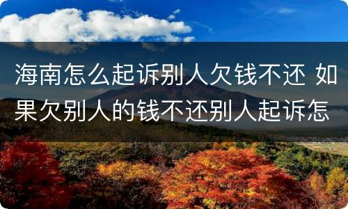 海南怎么起诉别人欠钱不还 如果欠别人的钱不还别人起诉怎么办