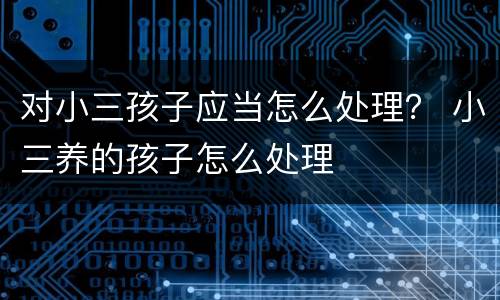 对小三孩子应当怎么处理？ 小三养的孩子怎么处理