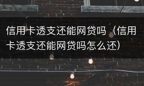 信用卡透支还能网贷吗（信用卡透支还能网贷吗怎么还）