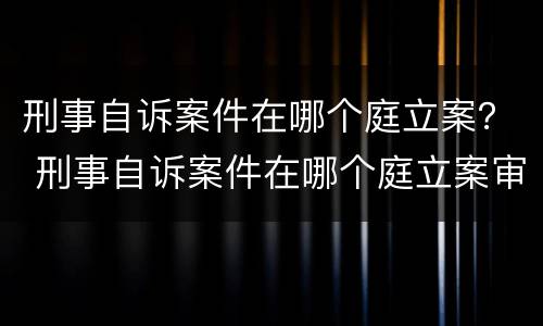 刑事自诉案件在哪个庭立案？ 刑事自诉案件在哪个庭立案审理