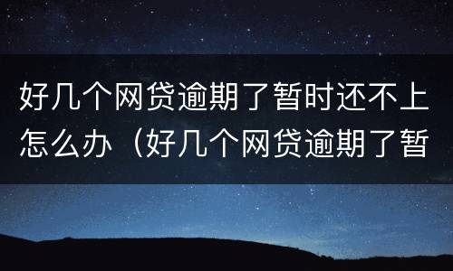 好几个网贷逾期了暂时还不上怎么办（好几个网贷逾期了暂时还不上怎么办呢）