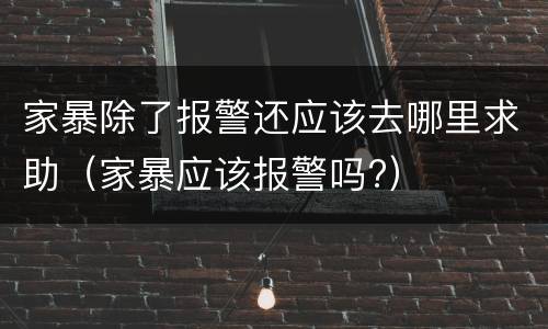 家暴除了报警还应该去哪里求助（家暴应该报警吗?）