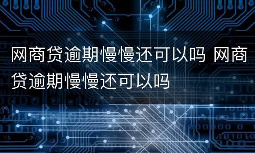 网商贷逾期慢慢还可以吗 网商贷逾期慢慢还可以吗