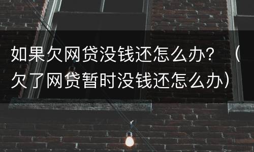 如果欠网贷没钱还怎么办？（欠了网贷暂时没钱还怎么办）