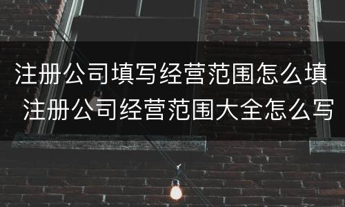 注册公司填写经营范围怎么填 注册公司经营范围大全怎么写
