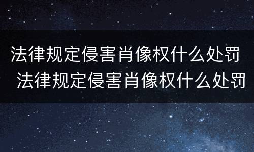 法律规定侵害肖像权什么处罚 法律规定侵害肖像权什么处罚最新