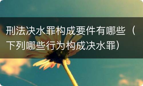 刑法决水罪构成要件有哪些（下列哪些行为构成决水罪）