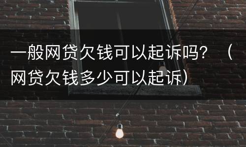 一般网贷欠钱可以起诉吗？（网贷欠钱多少可以起诉）