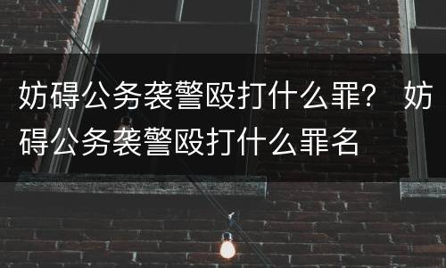 妨碍公务袭警殴打什么罪？ 妨碍公务袭警殴打什么罪名