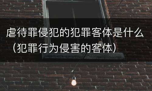 虐待罪侵犯的犯罪客体是什么（犯罪行为侵害的客体）