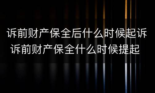 诉前财产保全后什么时候起诉 诉前财产保全什么时候提起