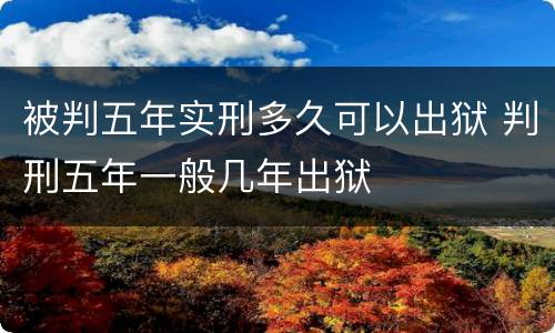 被判五年实刑多久可以出狱 判刑五年一般几年出狱